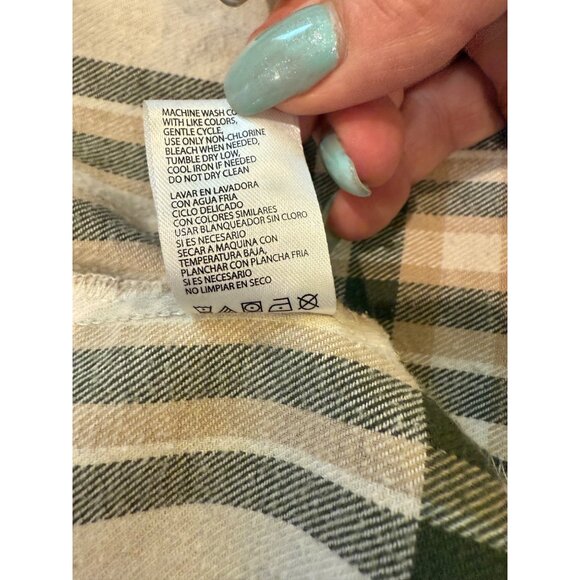 Weatherproof Vintage Womens Plaid Comfort Stretch Button-Up Shirt Beige/Green Si - Picture 6 of 10